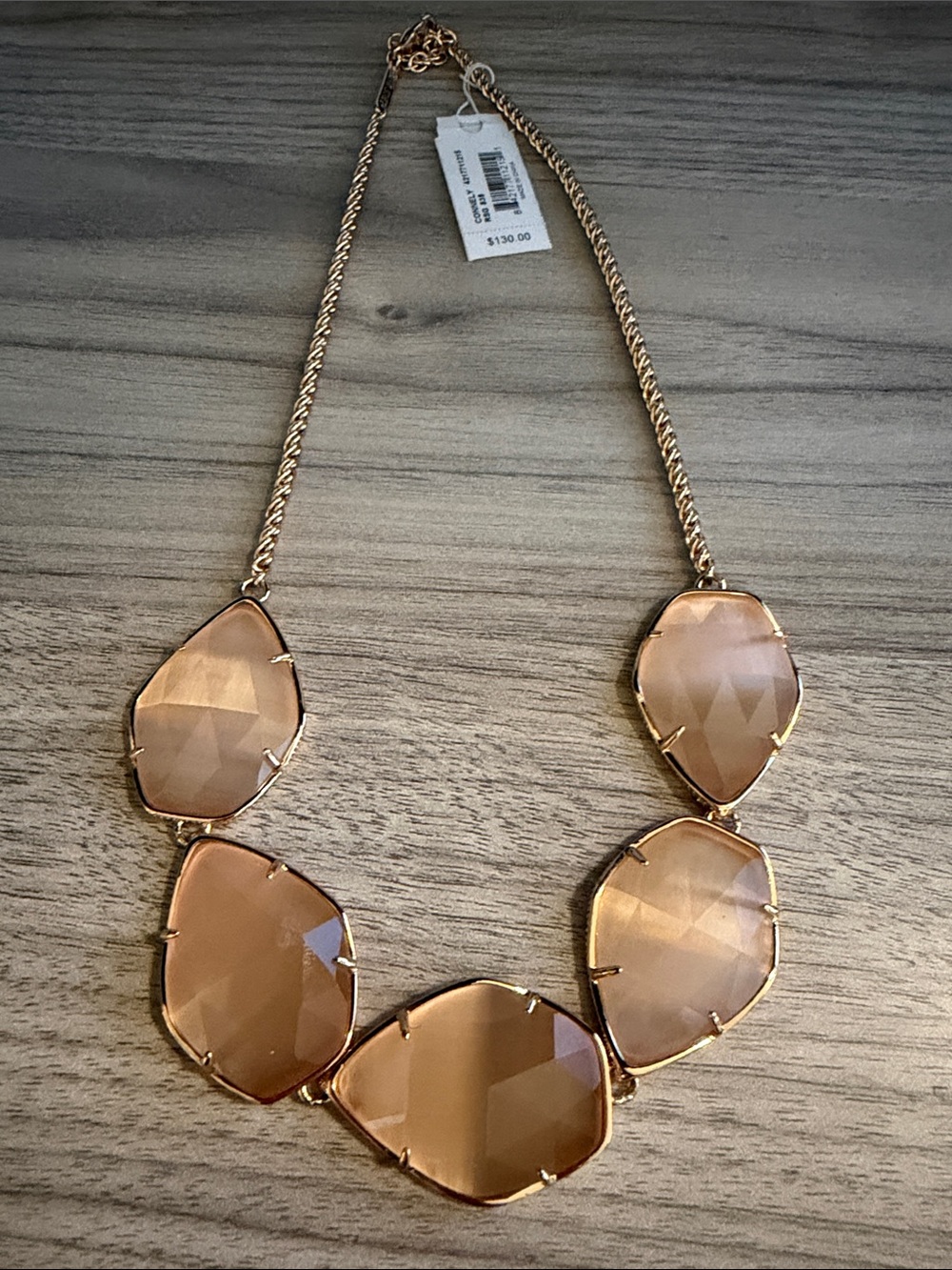 Kendra Scott Peach-Gold Faceted Statement Necklace